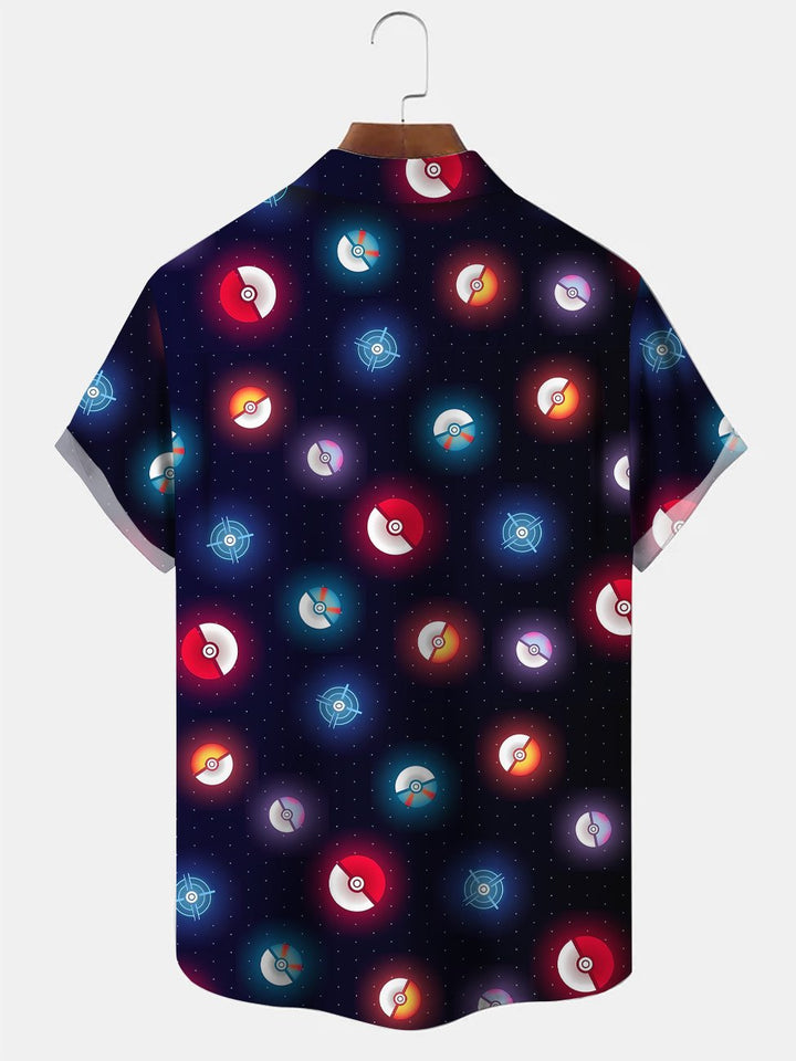 Camisa informal de manga corta con estampado digital en estéreo geométrico 3D de lunares de Alohadaddy