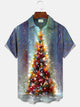 Alohadaddy Christmas Christmas Tree Button Pocket Casual Short Sleeve Shirt