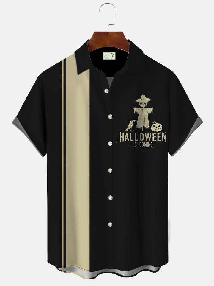 Chemise à manches courtes décontractée avec poche boutonnée Halloween Alohadaddy des années 50 pour le bowling