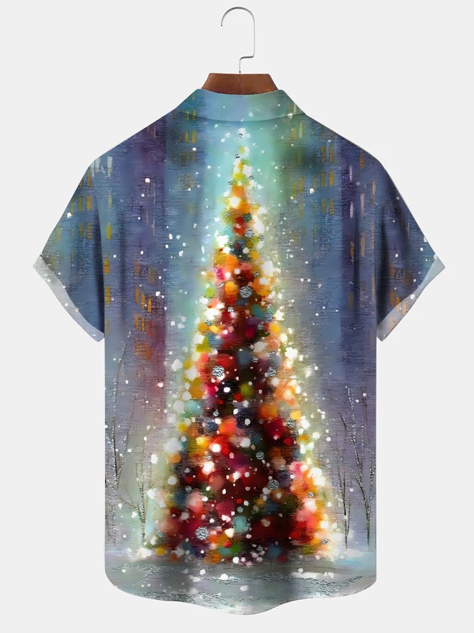 Alohadaddy Christmas Christmas Tree Button Pocket Casual Short Sleeve Shirt