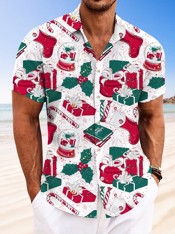 Chemise décontractée à manches courtes avec poche boutonnée de Noël Alohadaddy