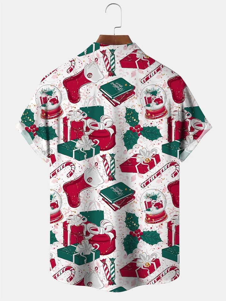 Chemise décontractée à manches courtes avec poche boutonnée de Noël Alohadaddy