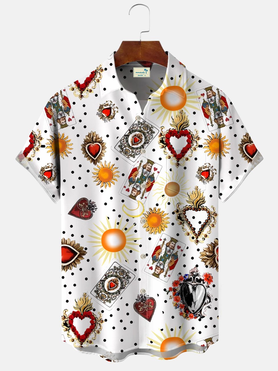 Camisa informal de manga corta con bolsillo y botones con naipes de Halloween de Alohadaddy