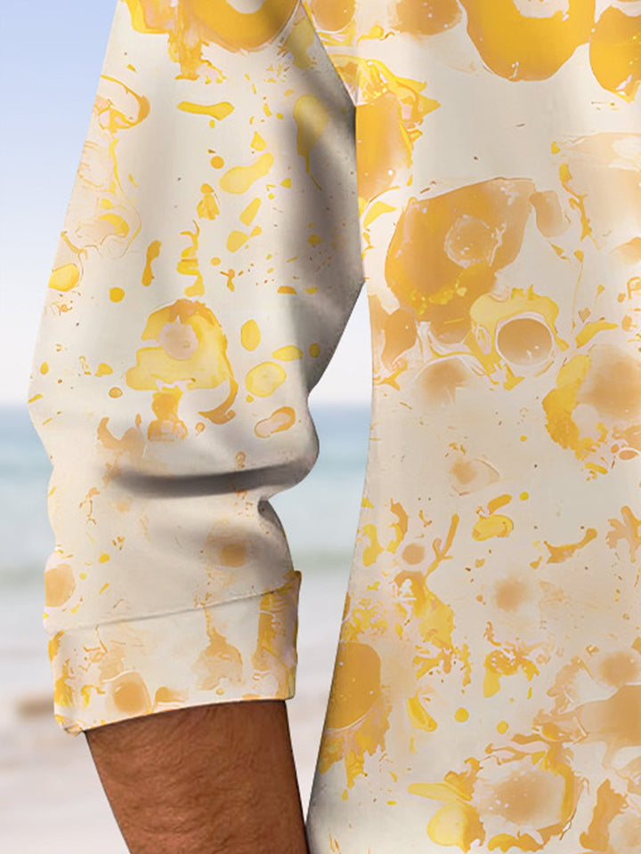 Alohadaddy Geometric Abstract Button Pocket Casual Long Sleeve Shirt
