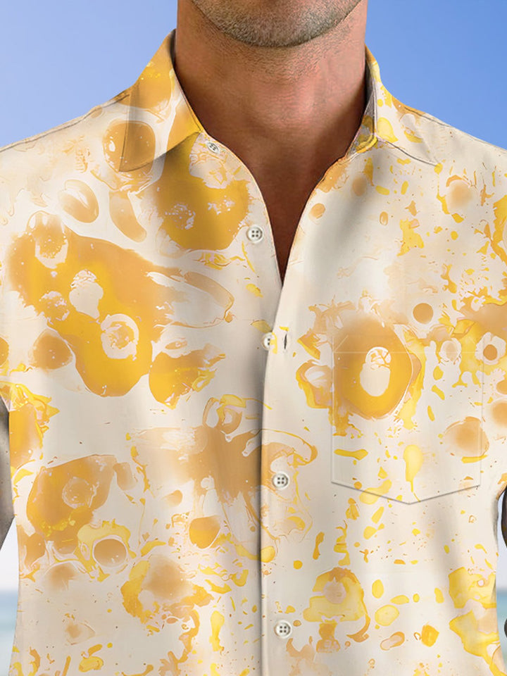Alohadaddy Geometric Abstract Button Pocket Casual Long Sleeve Shirt
