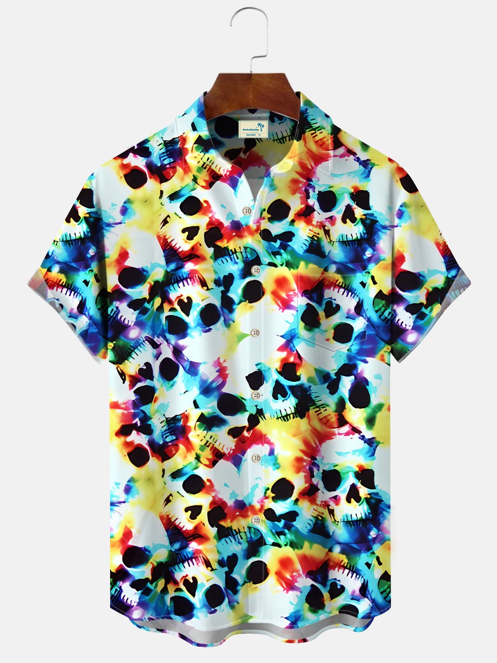 Camisa informal de manga corta con bolsillos y botones y calavera de Alohadaddy
