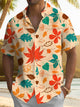 Camisa informal de manga corta con bolsillos y botones y diseño de hojas de plantas de Alohadaddy