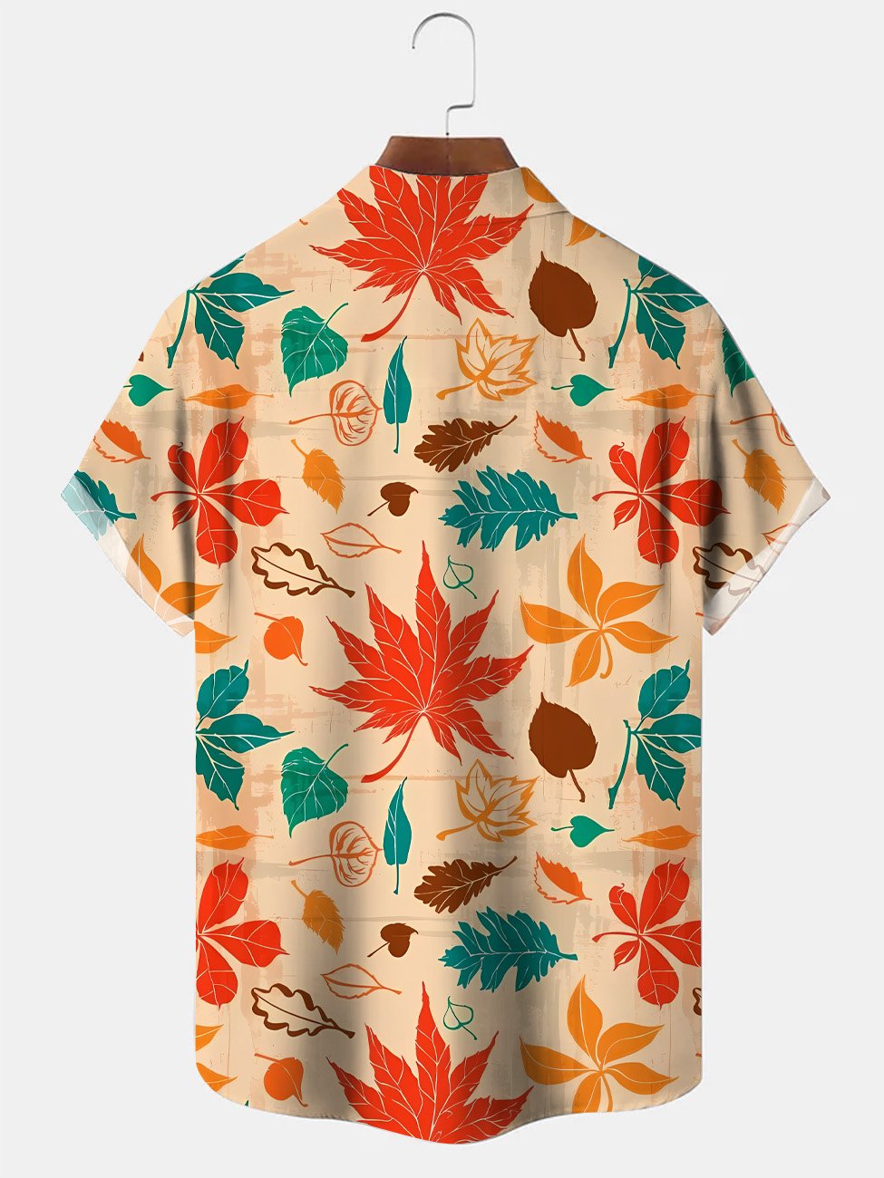 Alohadaddy Plant Leaves Button Pocket Casual Short Sleeve Shirt