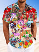 Alohadaddy Halloween Clown Playground Pocket Button Casual Short Sleeve Shirt