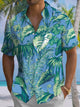 Camisa informal de manga corta con bolsillos y botones y diseño de hojas de plantas de Alohadaddy