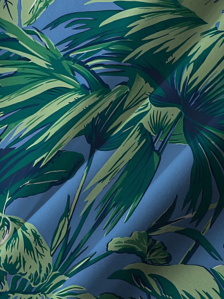 Camisa informal de manga corta con bolsillos y botones y diseño de hojas de plantas de Alohadaddy
