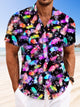 Camisa informal de manga corta con bolsillos y botones con degradado de plumas de Alohadaddy