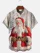 Alohadaddy Christmas Santa Claus Button Pocket Casual Short Sleeve Shirt