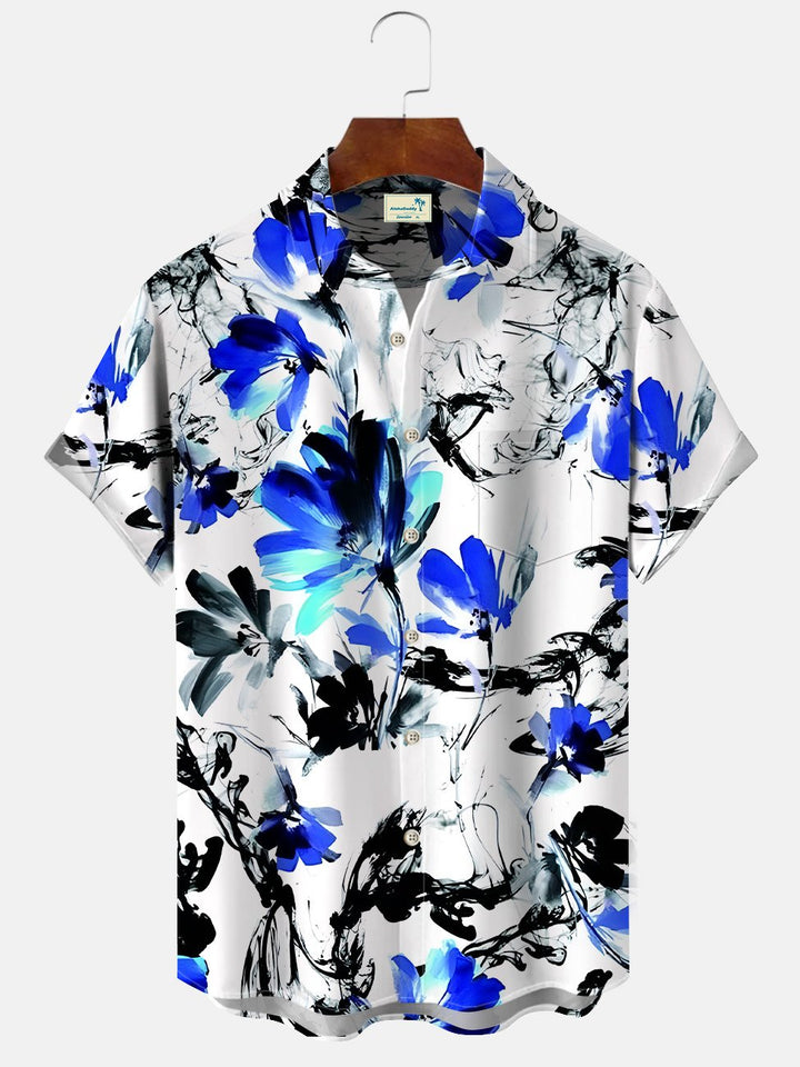 Alohadaddy Plant Flower Button Pocket Casual Short Sleeve Shirt