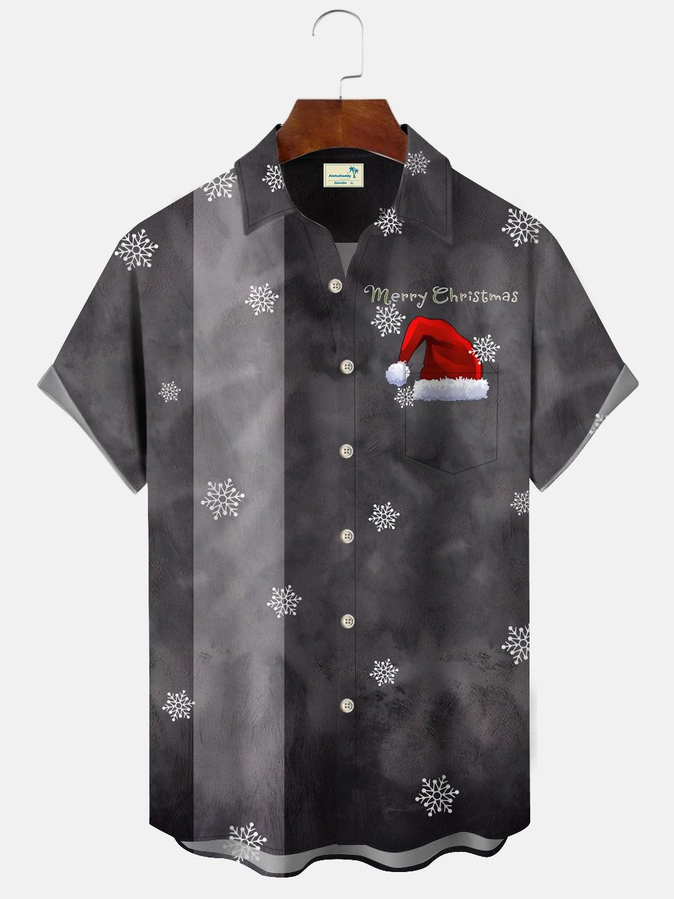Alohadaddy Snowflake Christmas Button Pocket Casual Short Sleeve Shirt