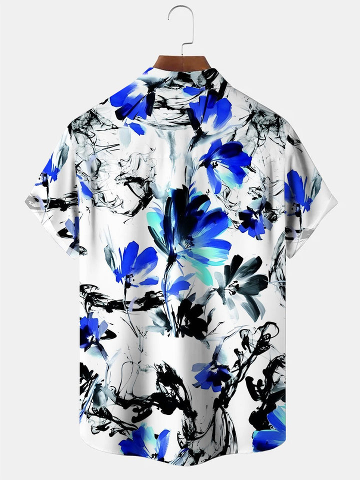 Alohadaddy Plant Flower Button Pocket Casual Short Sleeve Shirt