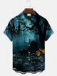 Alohadaddy Halloween Pumpkin Button Pocket Casual Short Sleeve Shirt