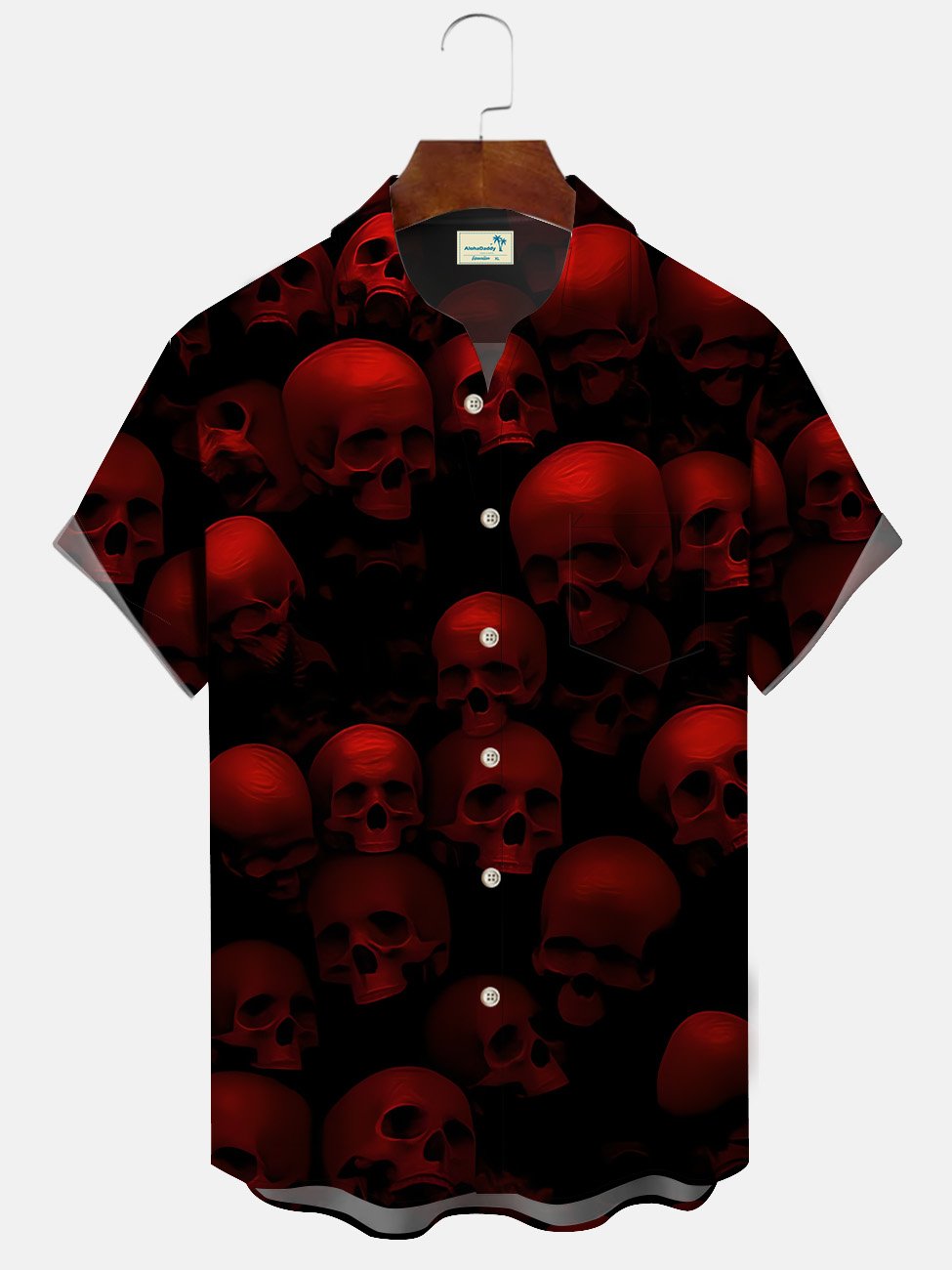 Camisa informal de manga corta con bolsillos y botones y calavera de Alohadaddy