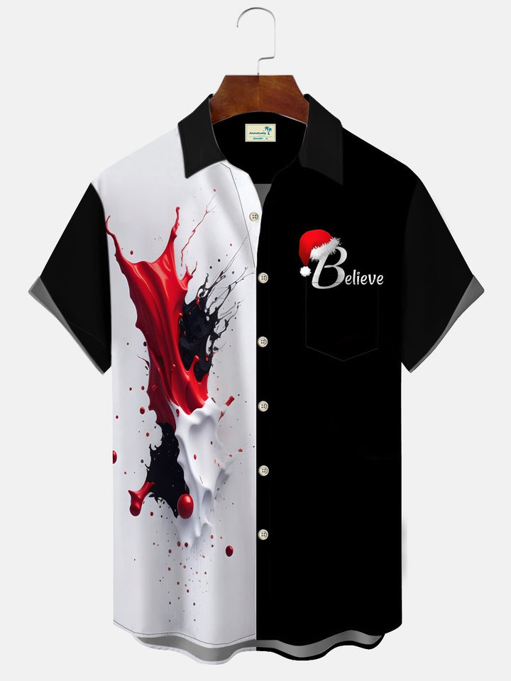 Chemise décontractée à manches courtes avec poche boutonnée de Noël Alohadaddy