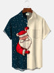 Alohadaddy Christmas Santa Claus Contrast Button Pocket Casual Short Sleeve Shirt