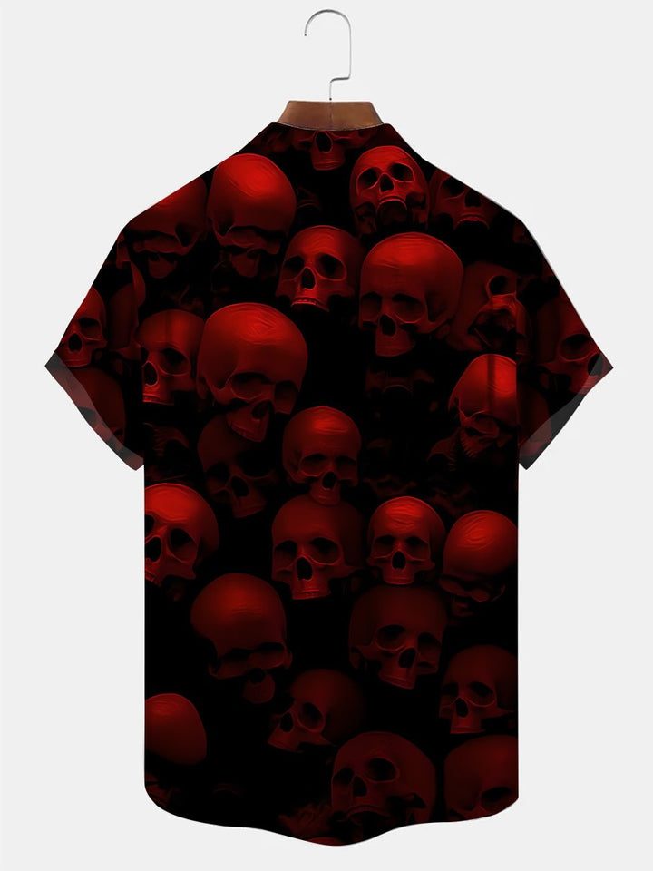 Camisa informal de manga corta con bolsillos y botones y calavera de Alohadaddy