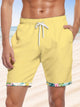 Alohadaddy Basic Summer Hawaiian Flower Color Block Quick-Drying Pocket Beach Shorts