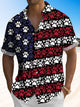 Alohadaddy Vintage Flag 3D Dog Footprint Men's Button Pocket Short Sleeve Shirt