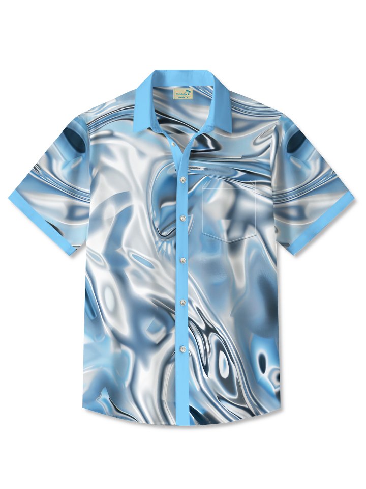 Alohadaddy Retro Gradient Water Wave Geometric Beach Holiday Shirt
