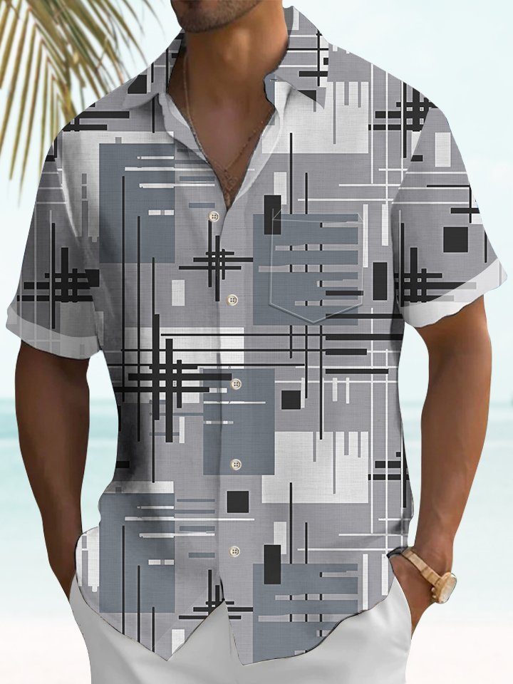 Alohadaddy Retro Geometric Lines Mid-Century 60s Retro Shirt