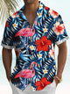 Alohadaddy Hawaiian Aloha Flamingo Tropical Floral Beach Vacation Shirt