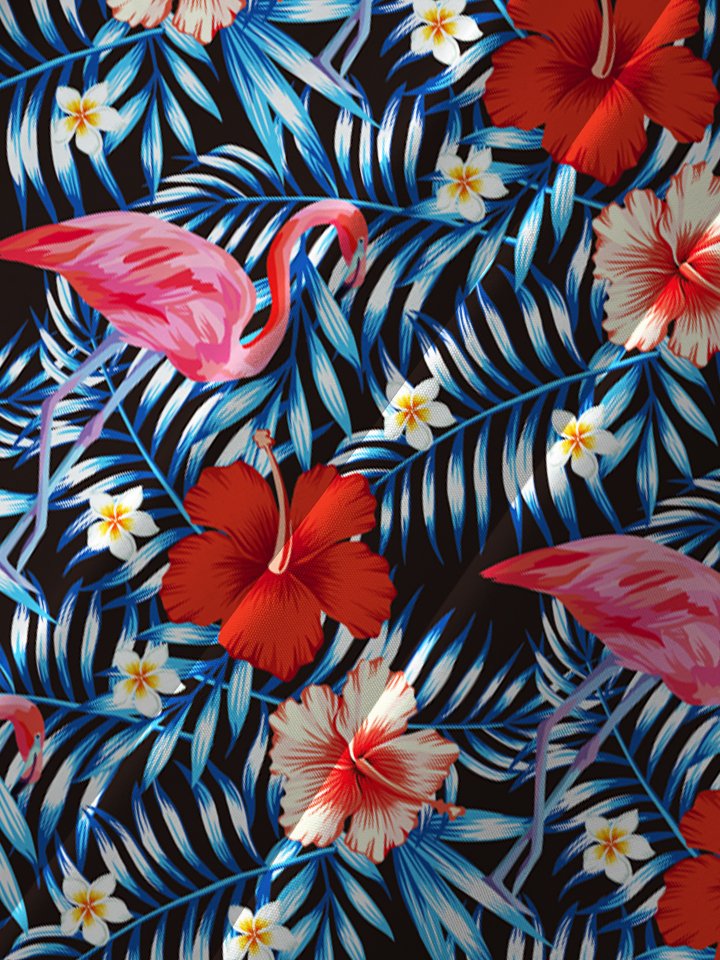 Camisa hawaiana Alohadaddy con estampado floral tropical y flamencos para vacaciones en la playa