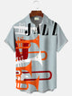 Alohadaddy Vintage Jazz Music Print Chest Pocket Men's High Shirt