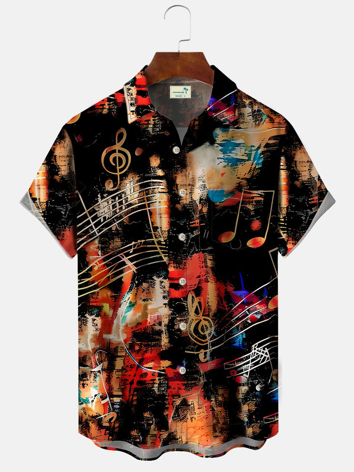 Chemise hawaïenne pour homme avec motif de notes de musique Alohadaddy, peinture à l&