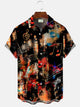 Camisa hawaiana elástica con bolsillo para acampar y banda con pintura al óleo y notas musicales de Alohadaddy