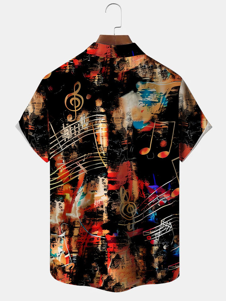 Chemise hawaïenne pour homme avec motif de notes de musique Alohadaddy, peinture à l&