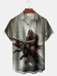 Alohadaddy Vintage Vacation Dinosaur Bigfoot Forest Short Sleeve Shirt