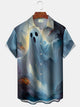 Alohadaddy Halloween Ghost Rider 3D Digital Print Men's Button Pocket Short Sleeve Shirt