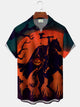 Camisa elástica con bolsillo en el pecho y estampado de caballero de Halloween para hombre de Alohadaddy, talla grande