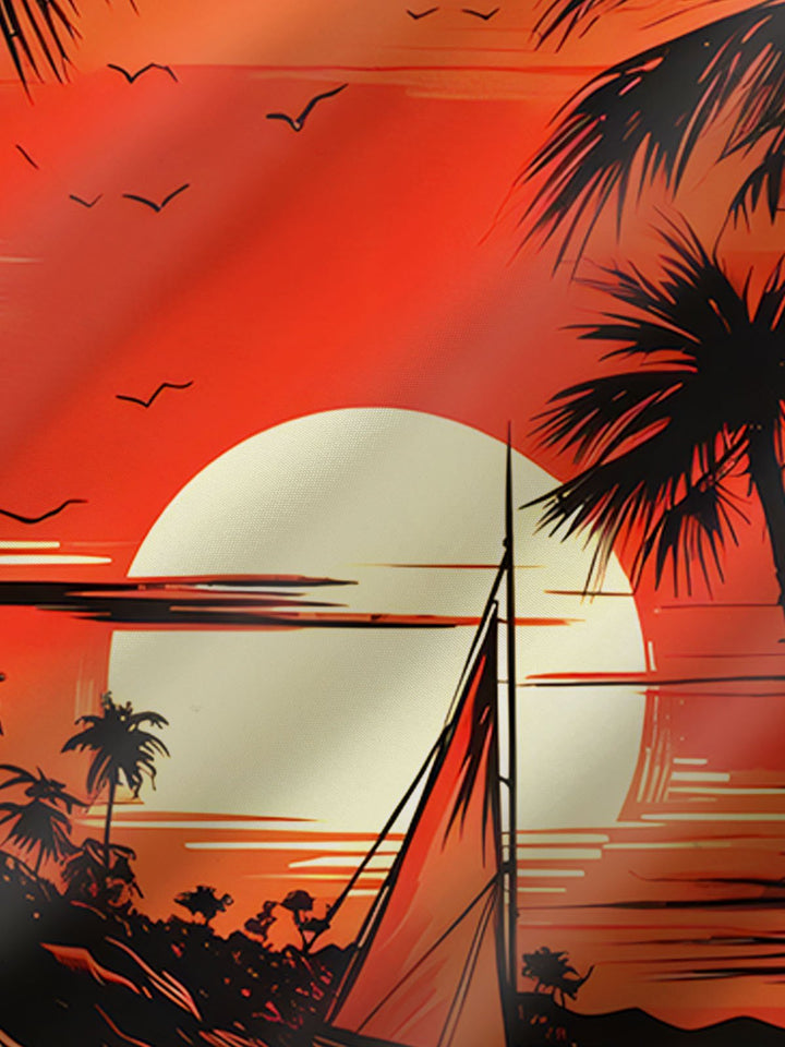 Alohadaddy Hawaiian Coconut Tree Sunset Landscape Print Men&