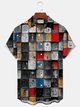 Alohadaddy® Vintage Geometric Print Men's Button Pocket Short Sleeve Shirt Big & Tall