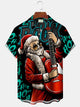 Alohadaddy Red Music Christmas Santa Claus Guitar Casual Plus Size Shirts