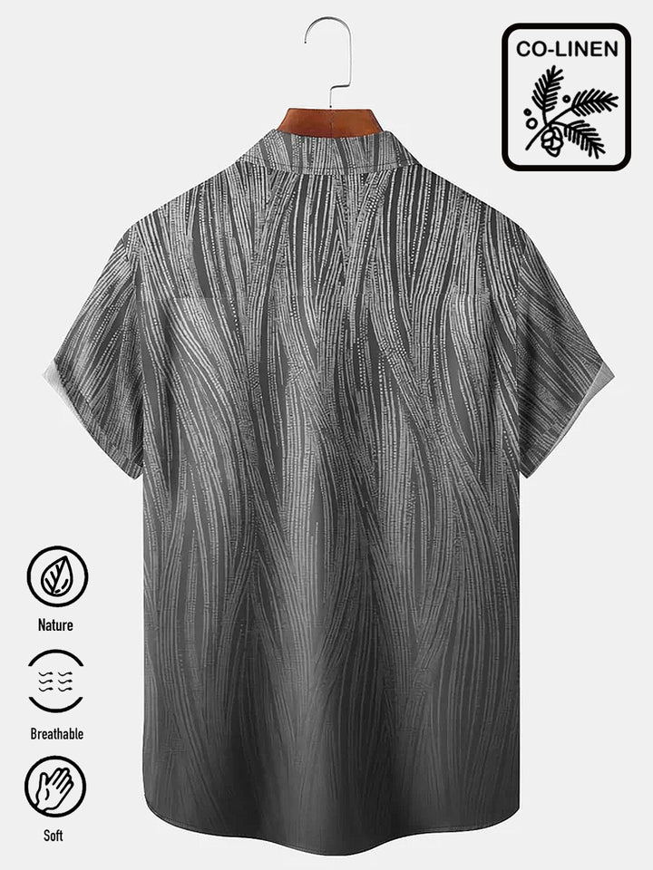 Alohadaddy Black Linen Vintage Stripe Print Chest Bag Linen Shirt Plus Size Shirt