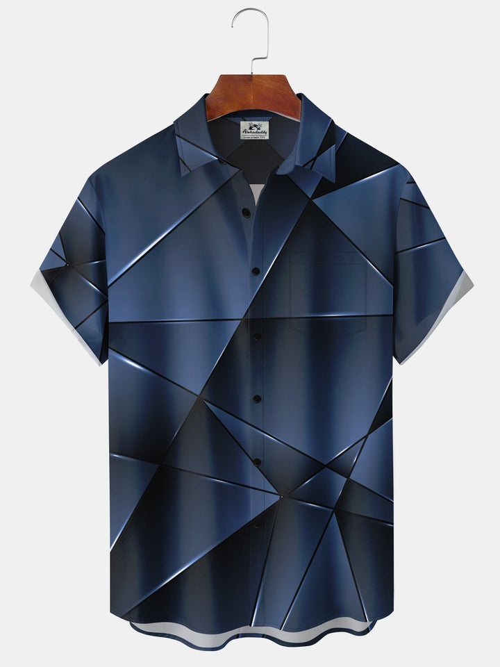 Alohadaddy Retro Gradient 3D Geometric Pocket Holiday Shirt