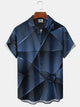 Alohadaddy Retro Gradient 3D Geometric Pocket Holiday Shirt