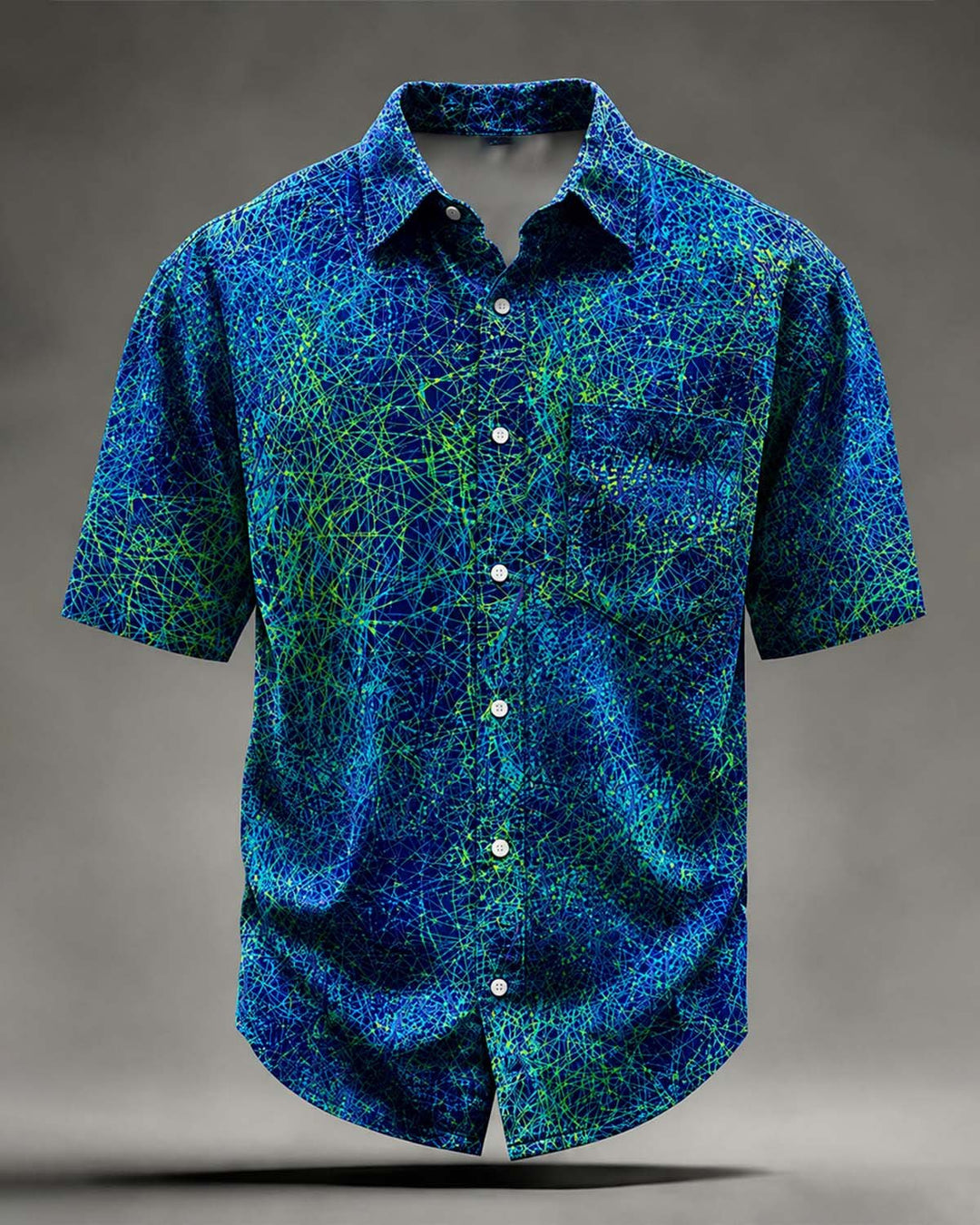 Alohadaddy® Retro Abstract Geometric Gradient Texture Print Short-Sleeve Shirt