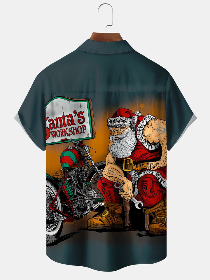 Chemises décontractées imprimées de grande taille avec motif de moto et de père Noël de Alohadaddy