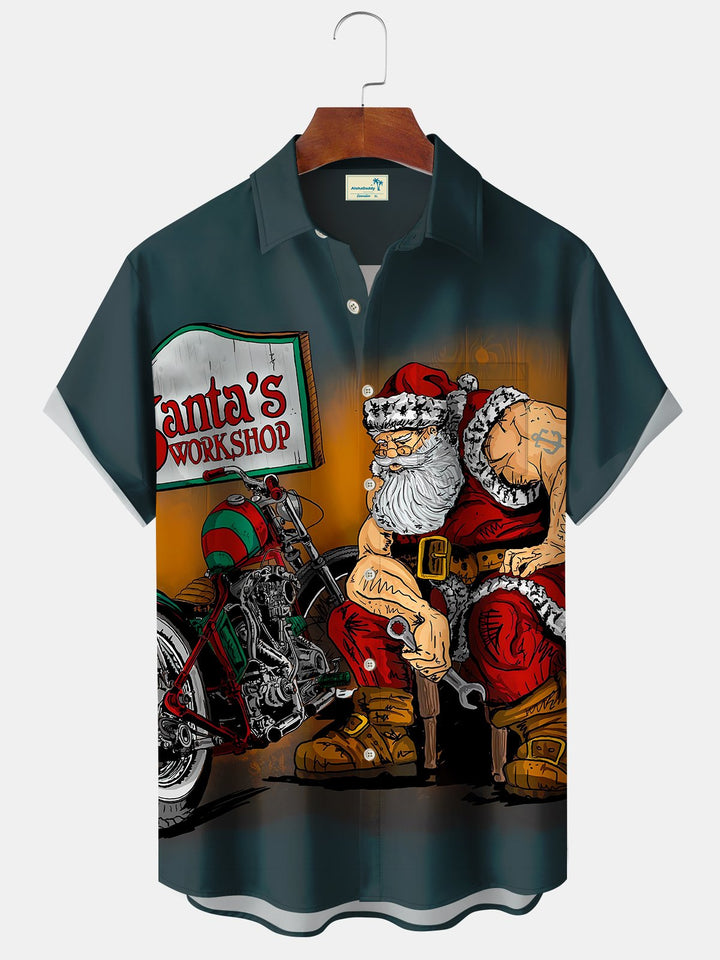 Chemises décontractées imprimées de grande taille avec motif de moto et de père Noël de Alohadaddy