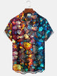 Alohadaddy Gradient Geometric Stone Vintage Short Sleeve Pocket Shirt