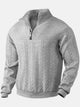 Alohadaddy Vintage Stand-Collar Half-Zip Loose Patchwork Jacquard Long-Sleeved Sweatshirt