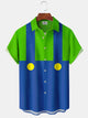 Alohadaddy Super Mario Pattern Cartoon Cotton-Blend Short Sleeve Plus Size Shirts